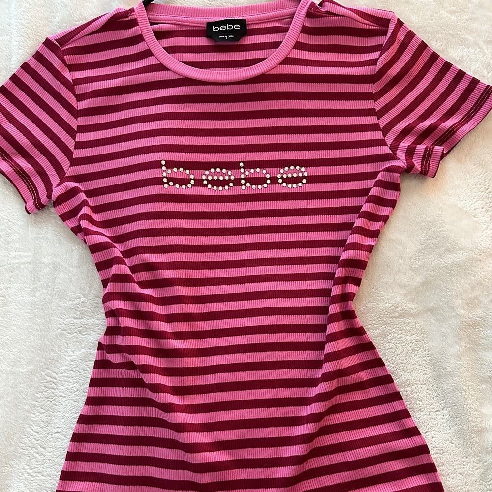 COPY - Bebe pink striped shirt